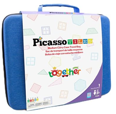PicassoTiles Toy Carry Case Storage Box Organizer Portable Travel Bag in Water Resistant Oxford Cloth for Kids Magnetic Tiles STEM Construction Block Sets Accessories Character Action Figures PTA101