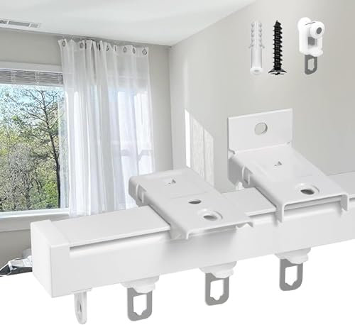 ZHENCHAO Outdoor-Vorhangschienensystem für Erkerfenster im Wohnmobil, weiße und Schwarze Schiebevorhangstangen zur Decken-/Wandmontage für Raumteiler, Schiene zur oberen oder seitlichen Mon