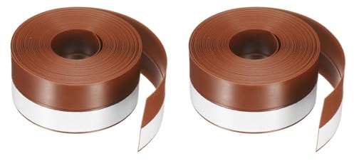 QUARKZMAN 2pcs Guarnizione Porta Anti Spiffero 16.4ft x 25mm Nastro Adesivo TPE per Ferma Spiffero Finestra Doccia Vetro Casa, Marrone