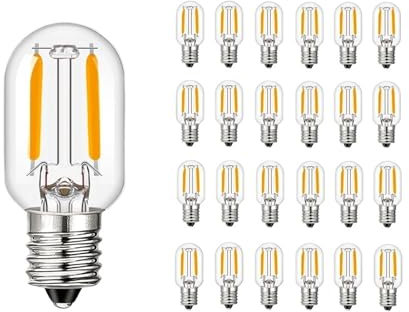 ZUADZAFC Luci Notturne A LED T20, Lampadina A Filamento Tubolare da 1 W, Dimmerabile, E12, E14, Lampada for Frigorifero, 2200 K, 2700 K, 4500 K, 6000 K, Lampadine di Ricambio.(25pcs T20 Bulb)