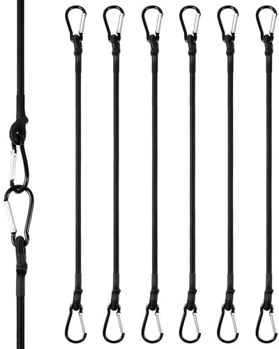 MBAIYO 6 Pcs Tendeurs Elastique avec Mousqueton, 30cm Tendeurs Elastique avec Crochets Cordon Élastique Robuste Noir pour Camping, Bâches, Tente, Bagages, Voiture et Motos
