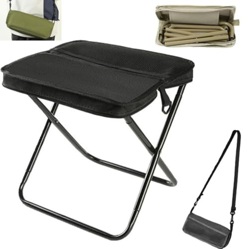 Tabouret pliable ultra léger – Supporte jusqu'à 120,2 kg, tabouret de sac à dos pliable, petites chaises de camping portables, siège de jardin télescopique léger pour la pêche, les voyages, les
