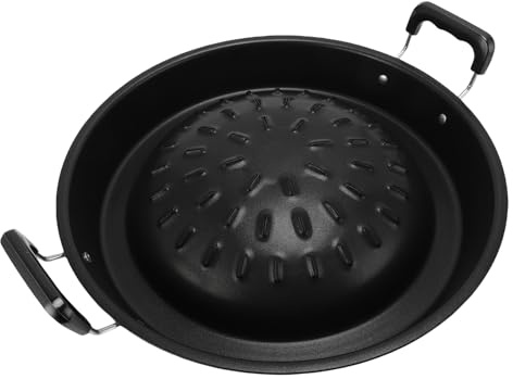 Oreilet Pan Parrilla de Barbacoa Coreana Tailandesa, 2 en 1 No con Calefacción Incluso Calefactor Aluminio Sartén Carbón, Placas de Olla Cerdo Asiática Estilo Cerdo para Acampar (35 cm/13.78in negro)