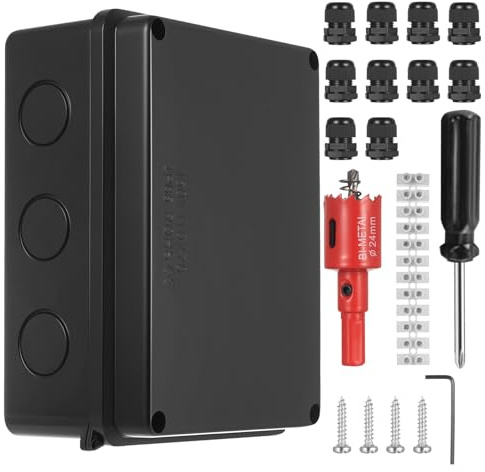 1 PcsBoite de Jonction Etanches IP65 Noire, Boite de Derivation Etanche Exterieur, Boitier Electrique Etanche Exterieur, Boite Dérivation Étanche, bBoite de Dérivation Étanche Électrique en ABS