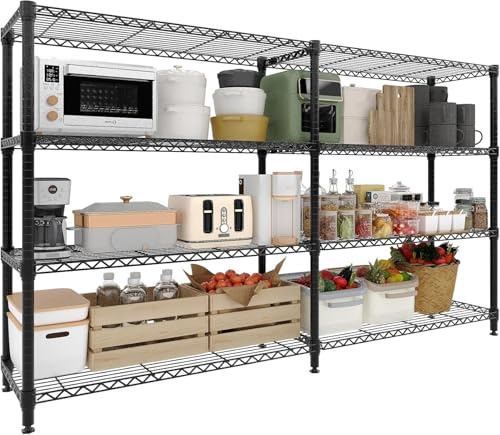 Virimolo 150 cm Breite Lagerregale, 1000 Pfund Metallregale, 4-stufiges Lagerregal, strapazierfähig, L-förmige Regale, Drahtgestell für Küche, Büro, Speisekammer, Garage