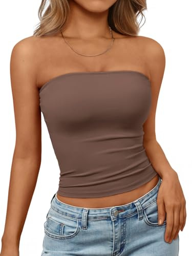 LILLUSORY Strapless Bandeau Tops for Women UK Backless Crop Boob Tube | Sleeveless,Going Out,Summer,Y2k,Cute,Clubbing,Party,Sexy,Capsule Wardrobe Clothing,Ladies Mature Clothes