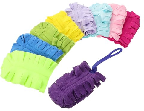 Abaodam Reusable Duster Pads Set 10 Colored Fleece Refills Washable Dust Remover Covers for Hand Duster Multi-Surface Cleaning Ceiling Fan Hardwood Floor Kitchen