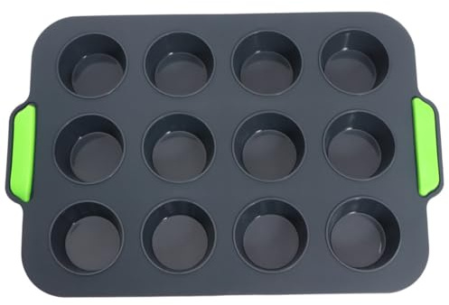 PartyKindom Stampo in Silicone per Dolci 12 Tazze Buona Elasticità Facile da Pulire la Cottura di Muffin e Crostatine a Casa in Negozio