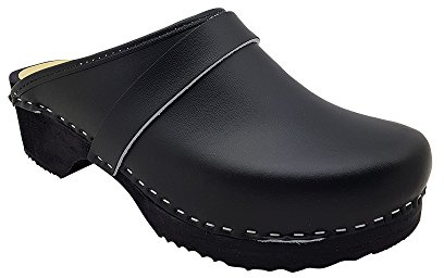 MB Clogs Original Schwedenclogs Gr. 34 – 47, Schwarz I Clogs aus Holz Klotschen Holz Pantoletten Herren Damen Holzschuhe Klogs Schweden Schuhe I Clogs Holzsohle Gartenschuhe Holzabsatz
