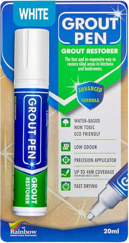 Large Grout Pen - Revives & Restores Stained Tile Grout Leaving a Clean Fresh Look (White)