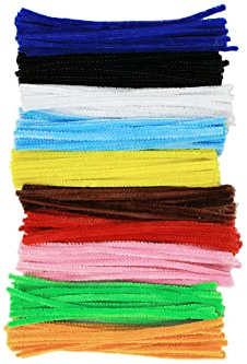 Bright Ideas Pipe Cleaners – Chenille Stems PK250 Assorted 15cm x 5mm for Arts & Craft,10 Assorted Colours Black, White, Yellow, Green, Light Blue, Pink, Orange, Brown, Red, Dark Blue. BI7974.