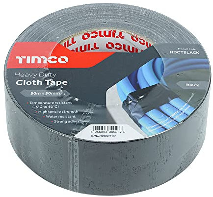 TIMCO Heavy Duty Cloth Tape - 50m x 50mm - Black