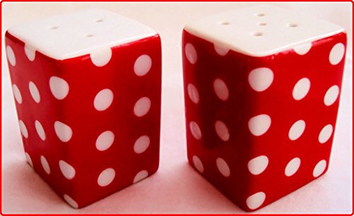 Fromeuropewithlove - Juego de salero y pimentero (porcelana, diseño cuadrado de salero y pimienta), color rojo