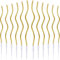 12 Pieces Twisty Birthday Candles Spiral Cake Candles Metallic Cake Cupcake Candles Long Thin Coil Cake Candles with Holders for Birthday Wedding Party Cake Decorations (Gold)