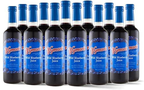 Succo di Mirtilli Selvatici Wyman's, 100% Succo, Senza Zuccheri Aggiunti, Non Da Concentrato, Confezione in Bottiglia di Vetro da 500mL (Confezione da 12)