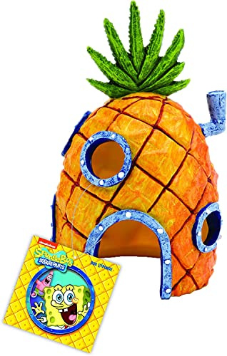 Penn-Plax Ornamento per Acquario con Licenza Ufficiale Nickelodeon Spongebob - Casa di Ananas di Spongebob - Perfetto per i Pesci per Nuotare Dentro e Intorno - Decorazione a Colori da 15,2 cm