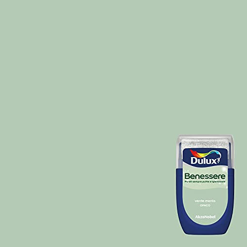 Dulux Benessere Pittura Colorata all'Acqua per Interni Superlavabile Anti Muffa Anti Batteri con Ioni D'Argento, 30 millilitri, Verde Menta, 30 ML
