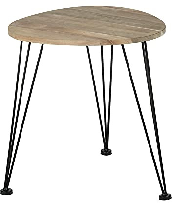 WENKO Beistelltisch Mod. Akazie lackiert industrieller Sofatisch Nachttisch aus FSC zertifiziertem Naturholz mit schwarzen Metallbeinen vielseitig einsetzbar und modern 44 x 43 x 44 cm Holz Schwarz
