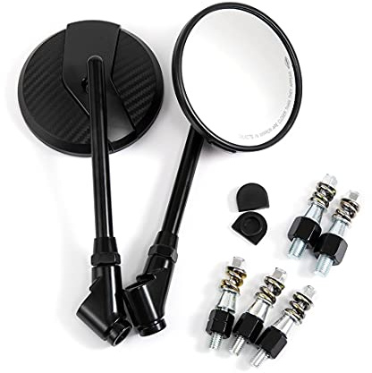 Motorradspiegel Rund Universal Rückspiegel 8mm 10mm Motorrad Seitenspiegel (Schwarz A)