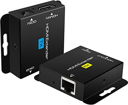 HDMI-Extender über Ethernet mit POC (nur TX-Netzteil erforderlich) - 1080P@60Hz, HDMI auf RJ45 Konverter, unterstützt EDID, für Cat5e/Cat6/Cat7, inkl. 5V-Netzteil