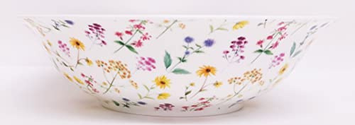 Rainbow Decors Meadow Flowers Large Bowl 9.5 24 cm Fine Bone China Salad Pasta Mixing Serving Bright Multicolour Floral