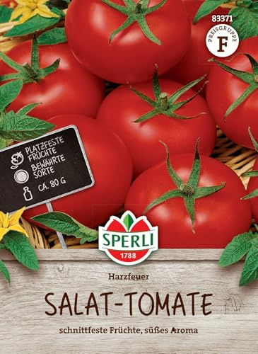 Sperli 83371, Tomate Harzfeuer F1, Portionssaatgut, bewährte Salat-Tomate, schnittfeste Früchte, süß-aromatisch im Geschmack