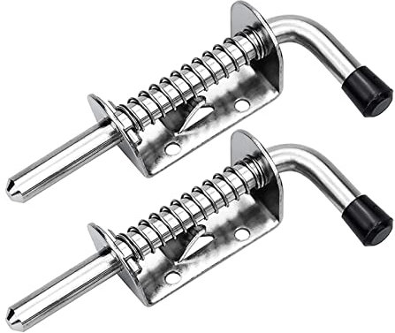Loquet à glissière, Serrure à pêne de Porte, Serrure de Porte coulissante à pêne, 2 pièces Verrou de Porte de Garage Loquet à Ressort Loquets à Ressort en Acier Inoxydable