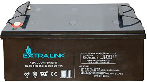 Extralink AGM Batterie 12V 200Ah – wartungsfrei, auslaufsicher, Deep Cycle – langlebige Versorgungsbatterie für Photovoltaik, Wohnmobil, USV, Inselanlage & Notstromversorgung