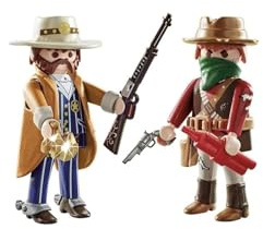 PLAYMOBIL DuoPack 71508 Western mit Sheriff und Bandit mit Revolvern, Gold und Dynamit, ab 4 Jahren
