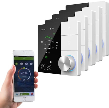Qiumi Smart WiFi Knopf Thermostat Temperaturregler für Fußbodenheizung Elektrische Arbeit mit Alexa Google Home, 16A 95~240V AC