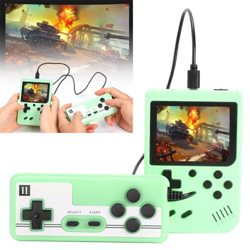 PKKP Handheld-Spielkonsole, Retro-Spielekonsole mit 500 Klassische FC Spiele, Handheld Game Console, Retro Konsole Game Stick für Erwachsener Teenager Geburtstagsgeschenk (Grün-2 Spieler)