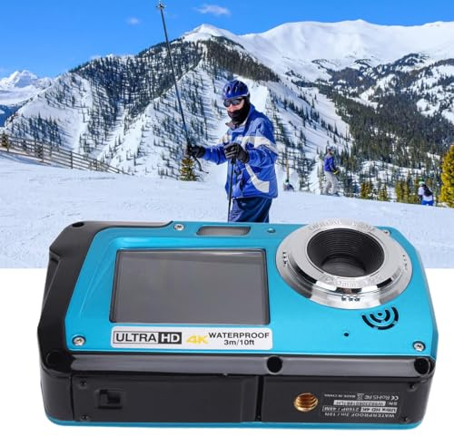4K wasserdichte Kamera Unterwasserkamera, 56 MP 16X Digitalzoom Digitalkamera, 10 Fuß wasserdichte Dual Bildschirme 1500 MAh Digitalkamera Zum Schwimmen, Rafting, Surfen