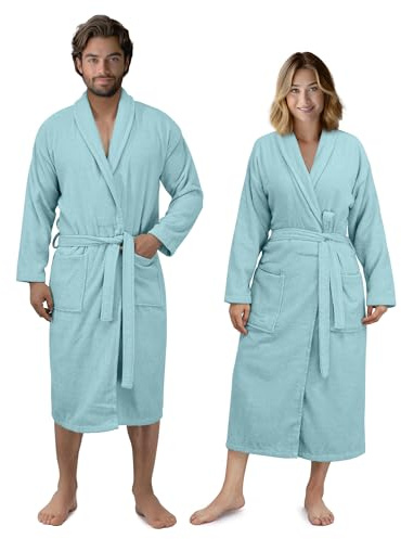 HOMELEVEL Bademantel Frottee Damen Herren - Extra saugfähig - 100% Baumwolle - Leichter Bademantel für u.a. Sauna - Kimono-Design - 2 Seitentaschen - Versch. Größen und Farben