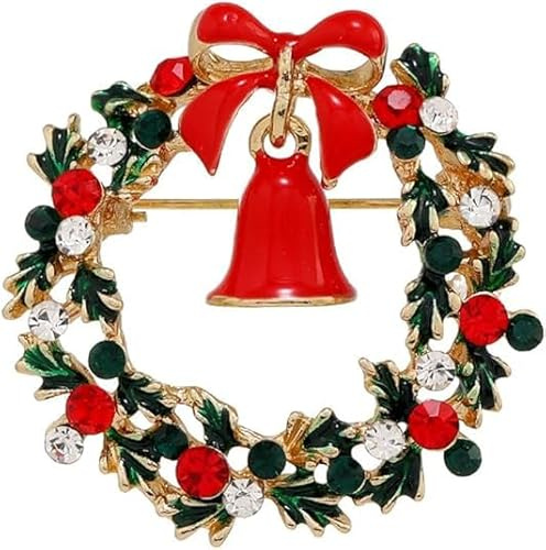 Strass Weihnachtskranz Brosche für Frauen Mädchen Vintage Laple Pin Party Urlaub Brosche Schals, Schals, Kleidung Zubehör für Hochzeiten Bankette