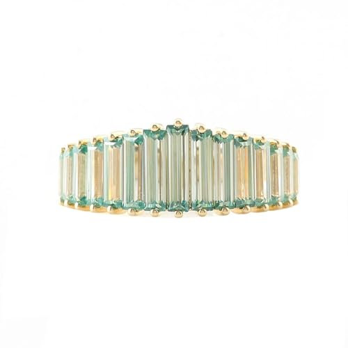 Epinki Echt Gold Schmuck, Gold 14 Karat 585 Ringe, Klassiker Eheringe mit Rechteck Moissanit Grün, 18K Gold Freundschaftsringe Hochzeitsring Partnerringe Gr.54 (17.2)