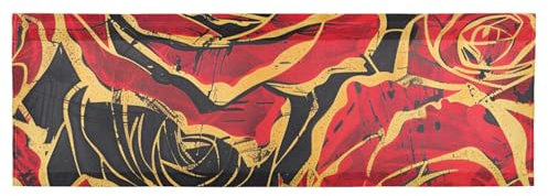 Retro Rote Rose Ölgemälde-Stil, verstellbarer Volant, 45,7 x 137,2 cm, Schrankvorhänge für unter der Küchenspüle, für Küche, Fenster, Küche, Fenster, Wohnzimmer