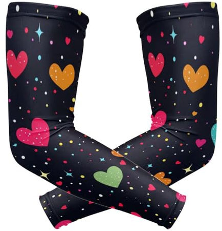 Constellation - Manicotti colorati per San Valentino, per bambini, protezione solare UV, per conducente, pallavolo, basket, ciclismo, M, San Valentino cuore colorato costellazione, 1 size-M
