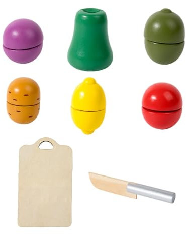 JISADER Lebensmittel Spielen Holzverpackung Küchenzubehör Lernen Bildungsspielzeuge, Die Kognitive Kapazitäten für Das Prescola Geschenk Entwickeln, 8 Stück