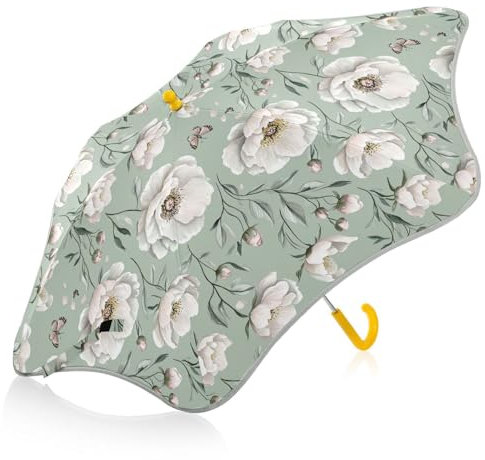 linqin Kinder-Regenschirm für Mädchen und Jungen, winddicht, mit reflektierendem Streifen, reflektierend, mit einfachem Hakengriff, für Mädchen, Jungen, Kleinkinder, Weiß