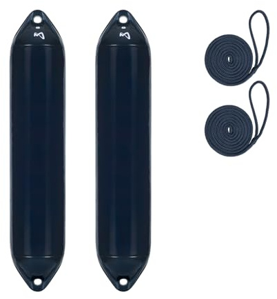 Mesle Bootsfender Ultra 2er Set mit Leine, ø 19.5 cm | 102 cm lang, Langfender aufblasbar, Bootsfender, Fender Schiff Yacht Schlauchboot