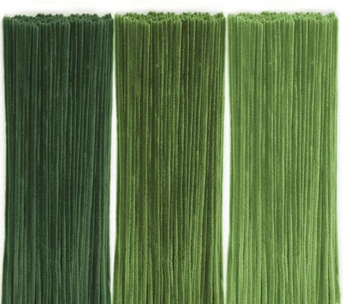 150 Stück Pfeifenreiniger zum Basteln, 3 Verschiedene Grün Pfeifenputzer Chenilledraht, 30 cm Lang Pfeifenputzerdraht Pipe Cleaner für Handwerk, DIY Craft Projekte, Basteln, Dekorieren (3 Farben)
