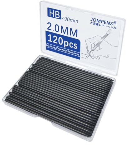 MROOFUL Bleistiftminen 0,5 mm, 2b in Etui, 500 Stück, schwarz, bruchfest, Druckbleistift-Nachfüllminen für Studenten und Profis (2,0 mm)