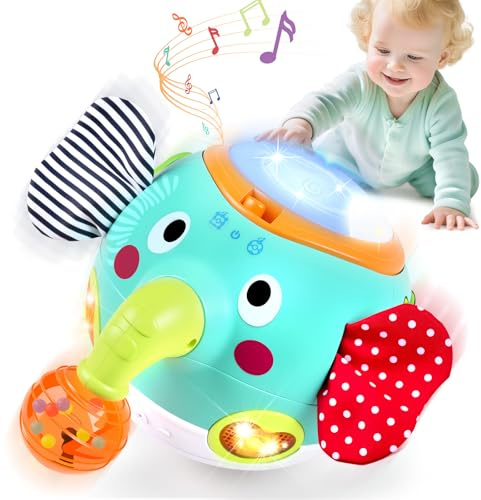 Baby Toys 6 to 12 Months Crawling Toys Walking Elephant Toys with Music Sensory Toys for Babies Gifts for 1 Year Old Boy Girl