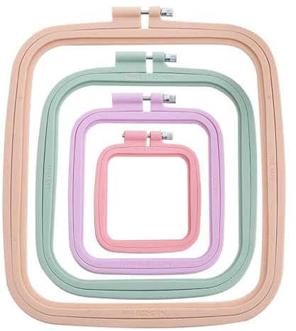 Toyhood Set med 4 st färgglada broderiringar, rektangel, fyrkantig broderiram, korsstygnsring, syverktyg för gör-det-själv-hantverk, praktisk sömnad, inklusive 4 olika storlekar, broderiringar