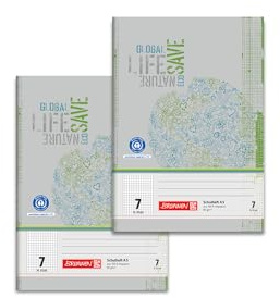 BRUNNEN Schulheft A5 Lineatur 7 – Doppelpack mit je 16 Blatt – grün/grau – Hefte für Klasse 2 – Format A5, Lineatur 7