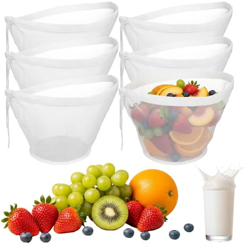 6 Pcs Cheese Cloth Bag for Straining, Fine Mesh Straining Bags Reusable Food Squeeze Bags for Vegetable Nut Milk Soy Milk Coffee Juice Tea Greek Yogurt Dumpling Fillings