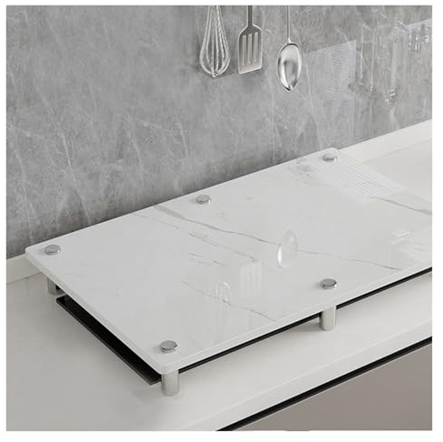 QSTGX Cubre Encimera Gas 4 Fuegos Protector De Placa De Induccion Soporte de cerámica para Cocina Patas de Soporte de Acero Inoxidable Resistentes al óxido Fácil de Limpiar(C,30X40X8.3 CM)