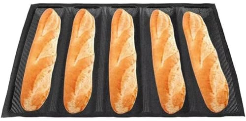 FUBESK Moule à pain perforé pour hot-dog européen et pâte à pain moulée, plaque de cuisson antiadhésive en acier au carbone avec fond de circulation d'air, 46 cm, noir