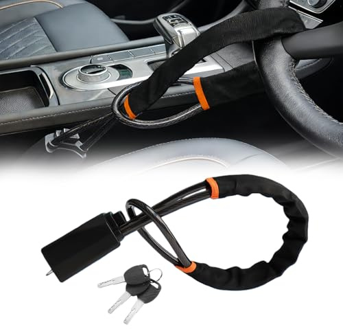 ForestM Steering Wheel Lock with 3 Keys, Car Steering Wheel Locks, Double Car Anti Theft Device, Fits Most Vehicles, Trucks, SUVs, Vans, High-Visibility Steering Lock for Enhanced Protection (Black)