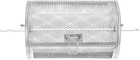 NUOBESTY Set 2 Pezzi Gabbia di Tostatura Rotante in Acciaio Inox 12x18cm + Albero 28cm Sportello per Forno Elettrico Accessorio Cucina Barbecue per Tostare Noccioli e Frutta Secca